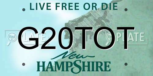G20TOT New Hampshire License Plate