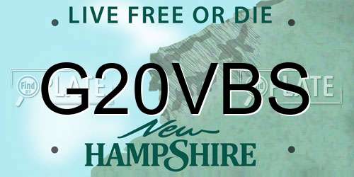 G20VBS New Hampshire License Plate