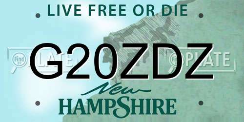 G20ZDZ New Hampshire License Plate