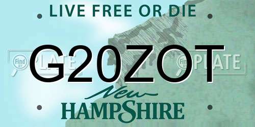 G20ZOT New Hampshire License Plate