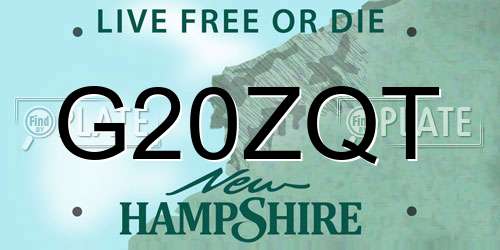 G20ZQT New Hampshire License Plate