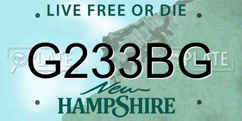 G233BG New Hampshire License Plate