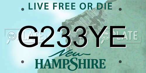 G233YE New Hampshire License Plate
