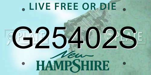 G25402S New Hampshire License Plate