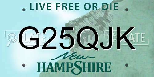 G25QJK New Hampshire License Plate