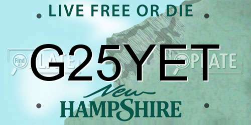 G25YET New Hampshire License Plate