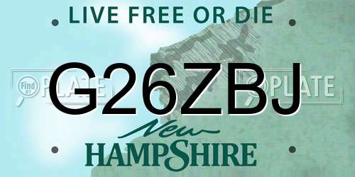 G26ZBJ New Hampshire License Plate