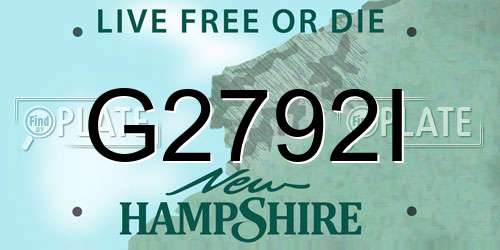 G2792I New Hampshire License Plate