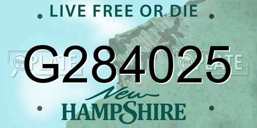 G284025 New Hampshire License Plate