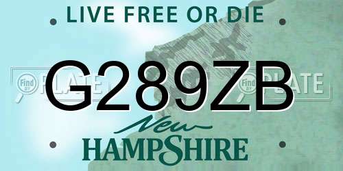G289ZB New Hampshire License Plate