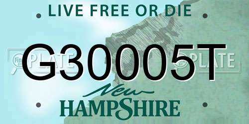 G30005T New Hampshire License Plate