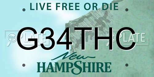 G34THC New Hampshire License Plate