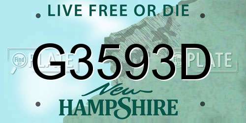 G3593D New Hampshire License Plate