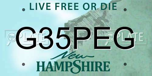 G35PEG New Hampshire License Plate