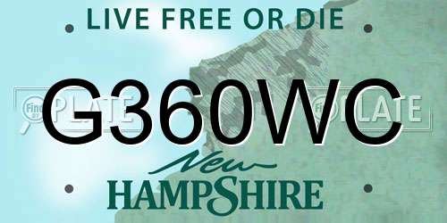 G360WC New Hampshire License Plate