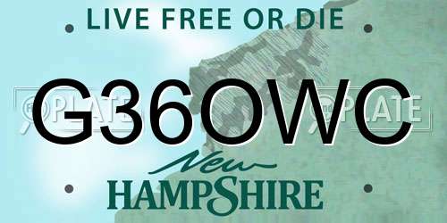 G36OWC New Hampshire License Plate
