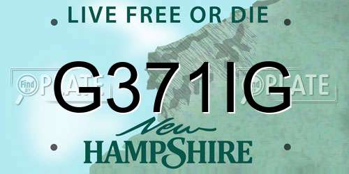 G371IG New Hampshire License Plate
