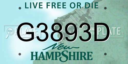G3893D New Hampshire License Plate