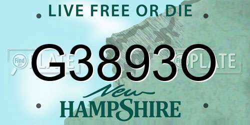 G3893O New Hampshire License Plate