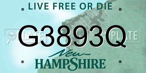 G3893Q New Hampshire License Plate