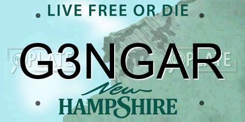 G3NGAR New Hampshire License Plate
