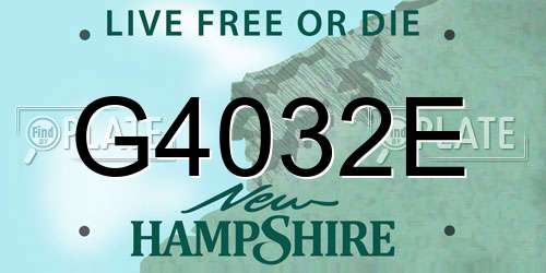 G4032E New Hampshire License Plate