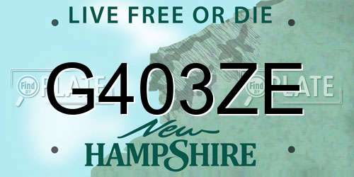 G403ZE New Hampshire License Plate