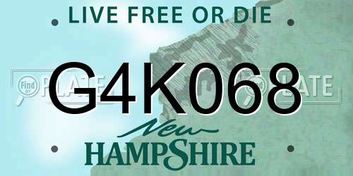 G4K068 New Hampshire License Plate