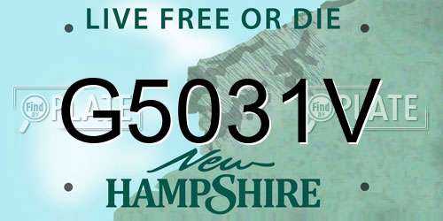 G5031V New Hampshire License Plate