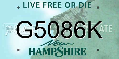 G5086K New Hampshire License Plate