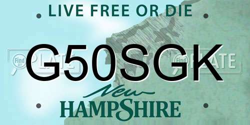 G50SGK New Hampshire License Plate