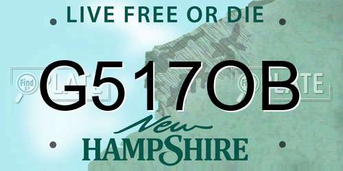 G517OB New Hampshire License Plate