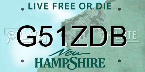 G51ZDB New Hampshire License Plate
