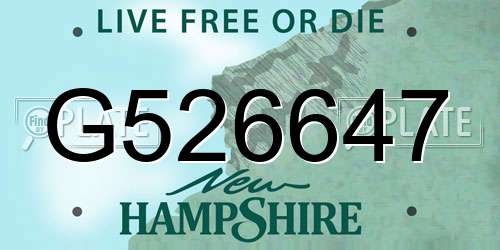G526647 New Hampshire License Plate