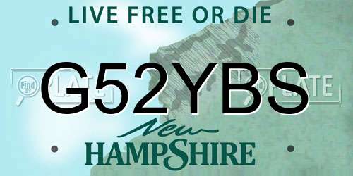 G52YBS New Hampshire License Plate