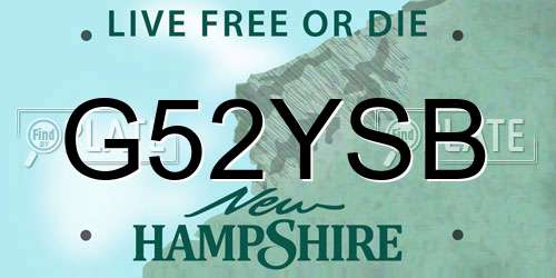 G52YSB New Hampshire License Plate