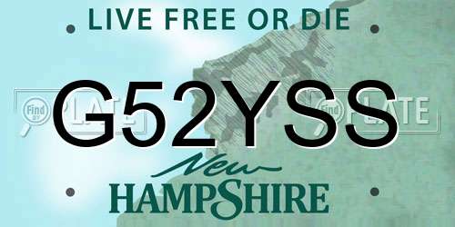 G52YSS New Hampshire License Plate