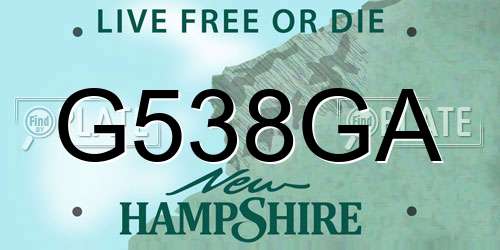 G538GA New Hampshire License Plate