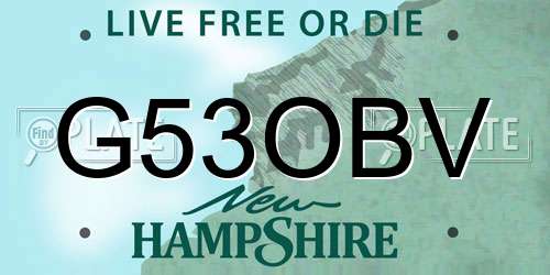 G53OBV New Hampshire License Plate