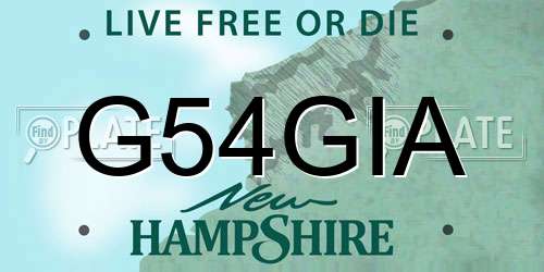 G54GIA New Hampshire License Plate