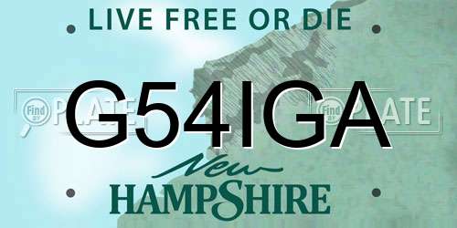 G54IGA New Hampshire License Plate