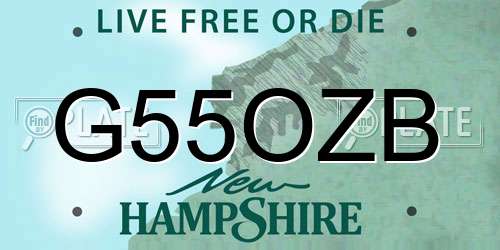 G55OZB New Hampshire License Plate