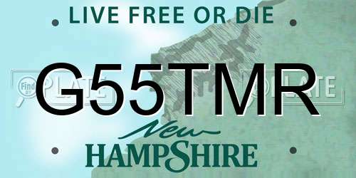 G55TMR New Hampshire License Plate