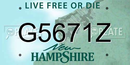 G5671Z New Hampshire License Plate
