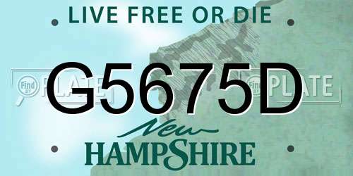 G5675D New Hampshire License Plate