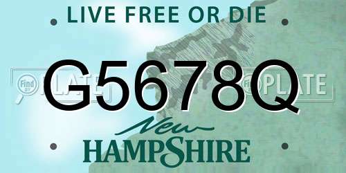 G5678Q New Hampshire License Plate