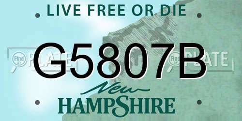 G5807B New Hampshire License Plate