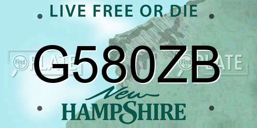 G580ZB New Hampshire License Plate