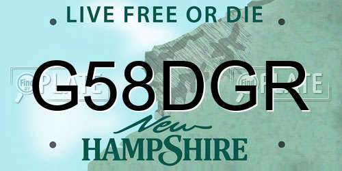 G58DGR New Hampshire License Plate