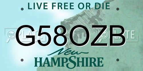 G58OZB New Hampshire License Plate